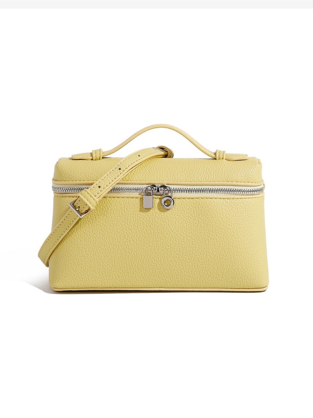 A Classy Chic Boutique Pebbled Mini Top-Handle Bag in Pastel Yellow - Picture 2 of 3